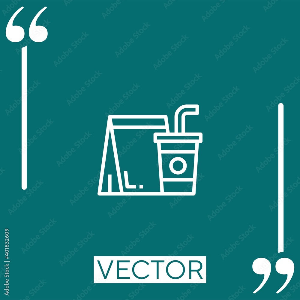 Poster take away vector icon linear icon. editable stroked line