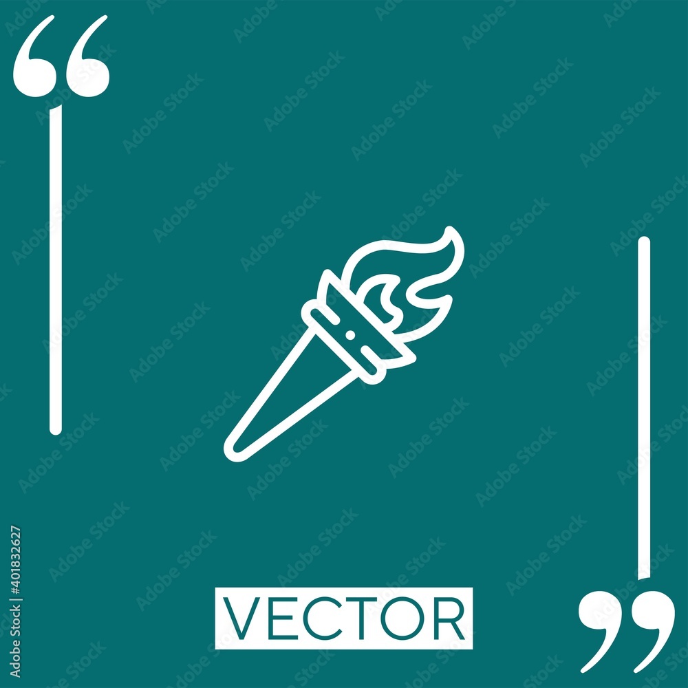 Poster torch vector icon linear icon. editable stroked line