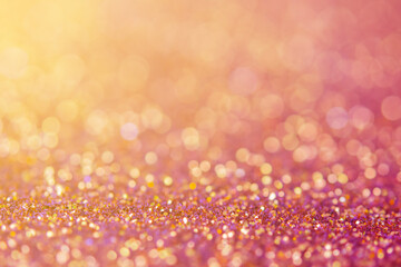 blurred sparkling pink and gold glitter light as abstract festive background for website banner and card decoration design