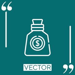 money bag vector icon Linear icon. Editable stroke line