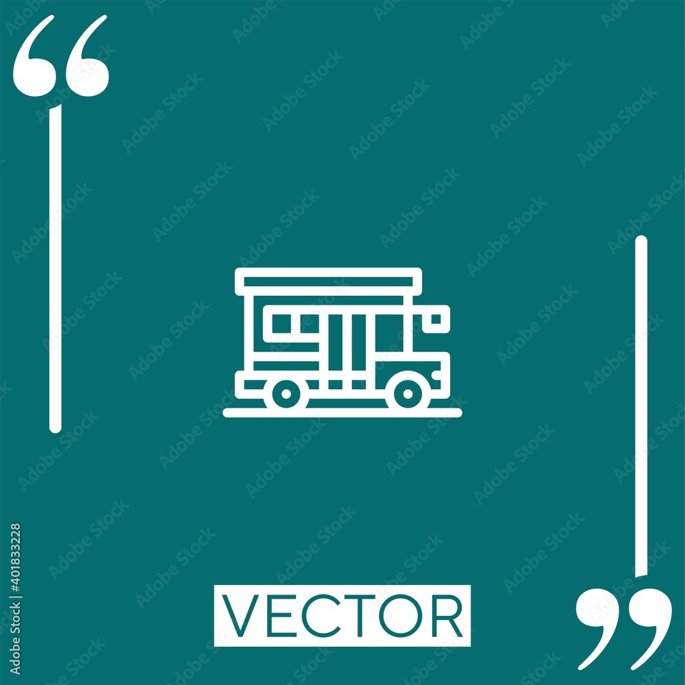Poster school bus vector icon linear icon. editable stroked line