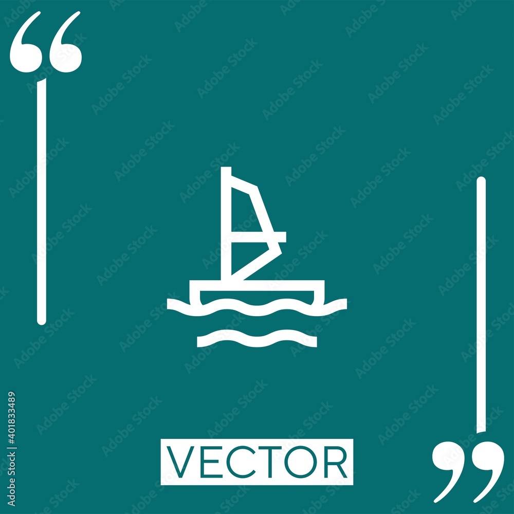 Poster windsurf vector icon linear icon. editable stroked line