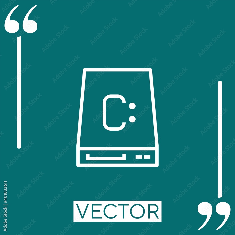Poster local disk vector icon linear icon. editable stroke line