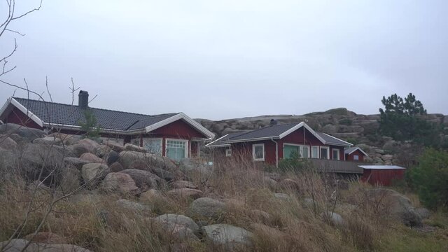 View on houses on the coast in sweden