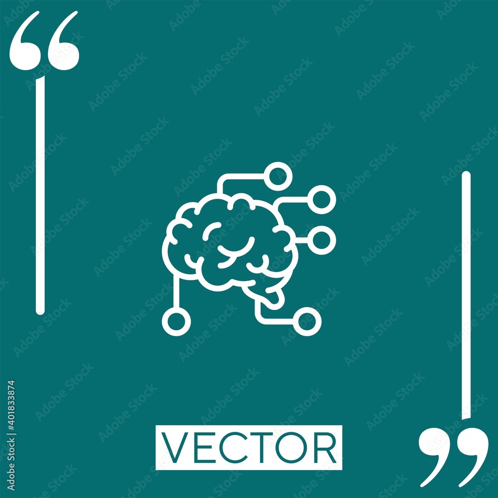 Poster brain vector icon linear icon. editable stroke line