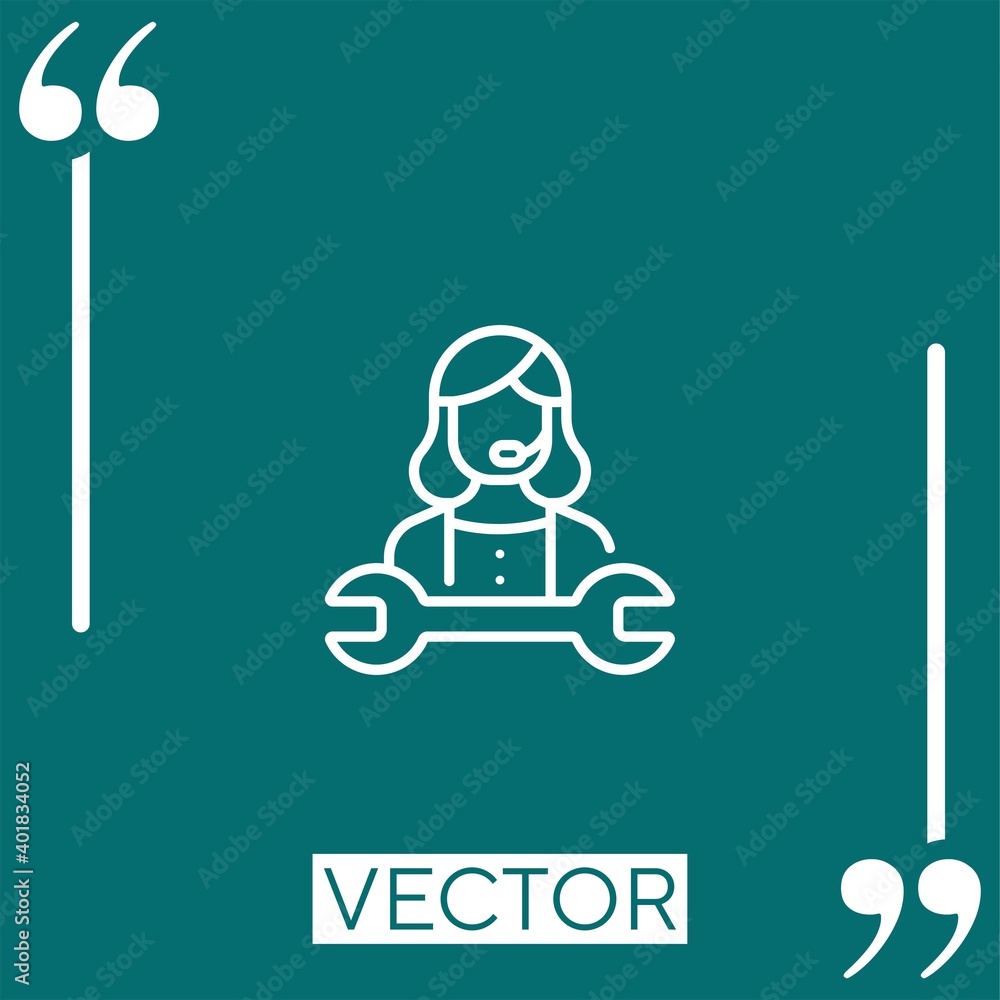 Poster call center agent vector icon linear icon. editable stroke line