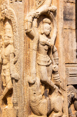 A beautiful stone carvings on rayara gopura inside Melukote a heritage place famous in tourism circuit