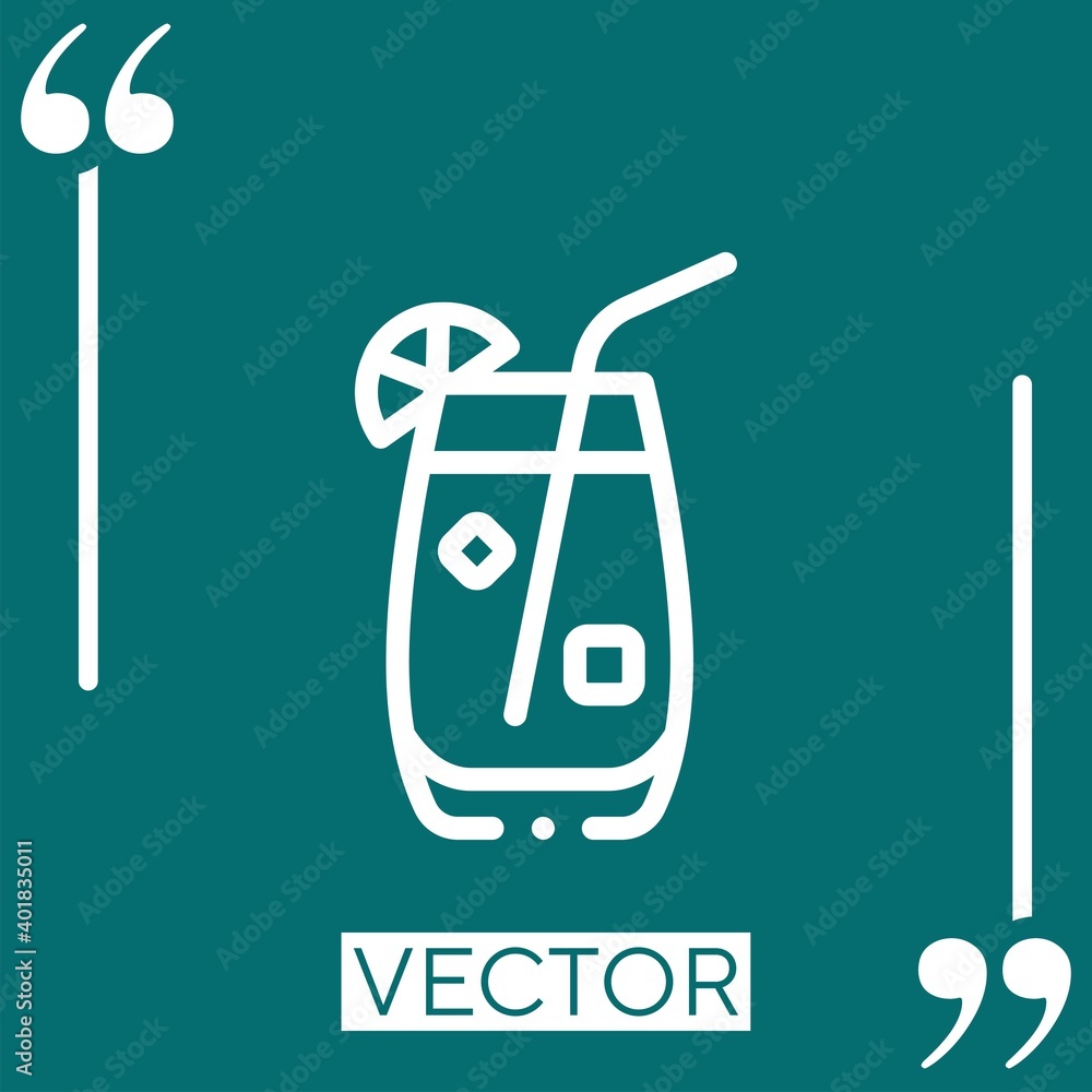 Poster cocktail vector icon linear icon. editable stroked line
