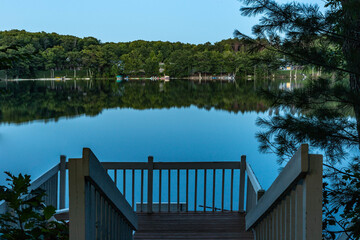 wooden bridge over lake