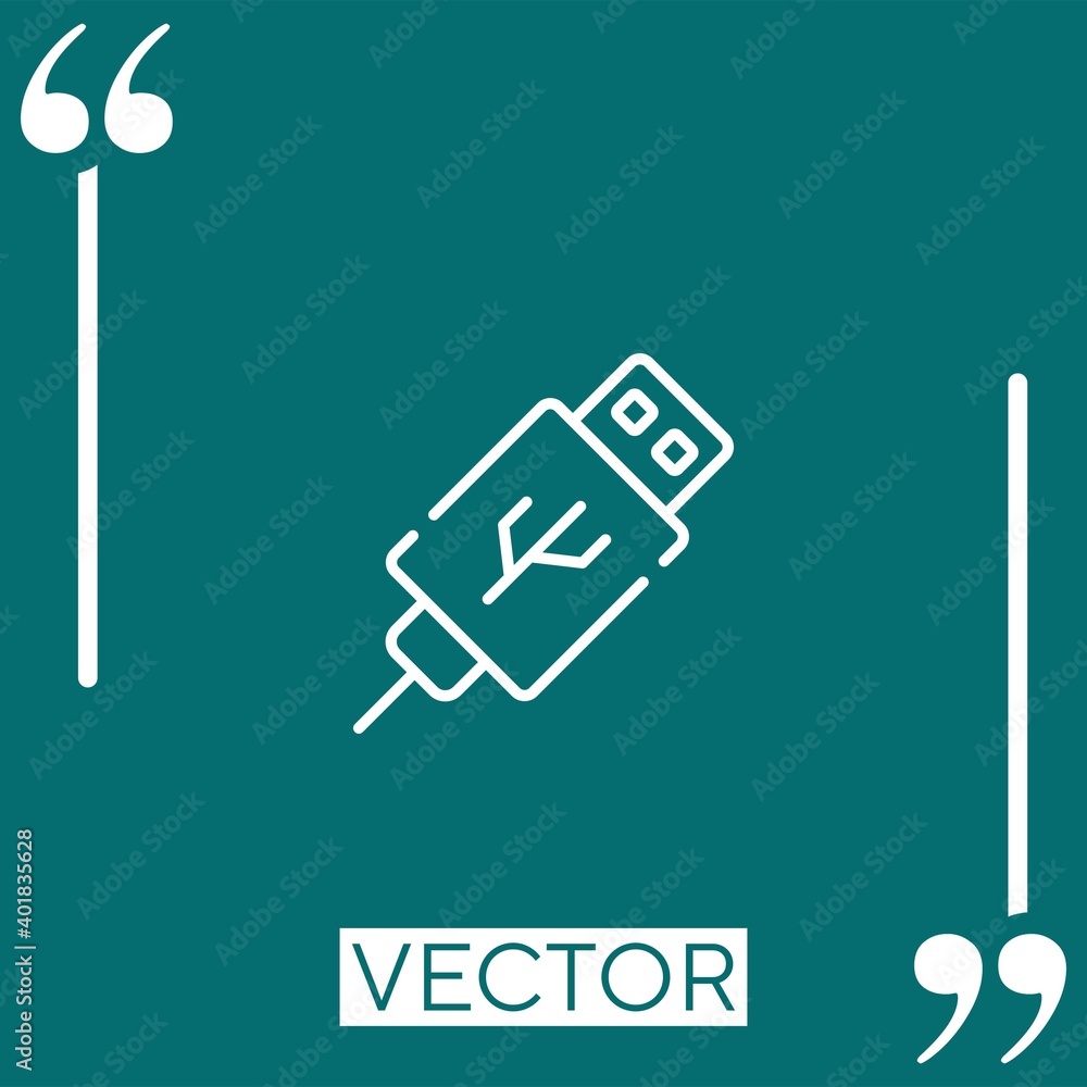 Poster usb vector icon linear icon. editable stroked line