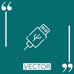 usb vector icon Linear icon. Editable stroked line