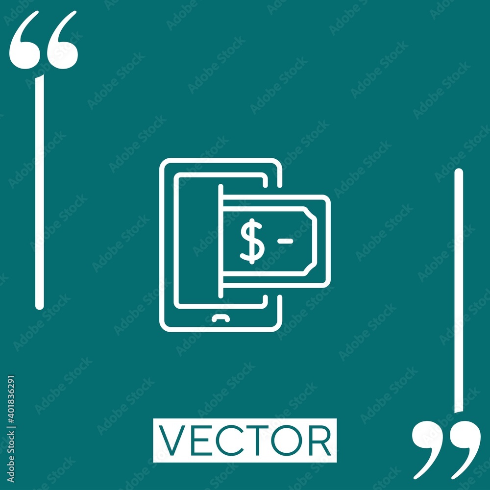 Poster mobile banking vector icon linear icon. editable stroked line