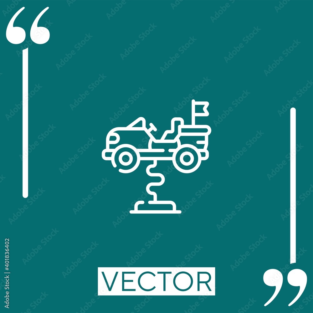 Poster spring swing car vector icon linear icon. editable stroked line