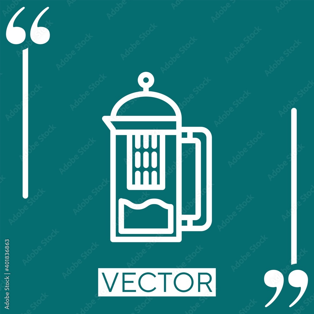 Poster tea pot vector icon linear icon. editable stroked line