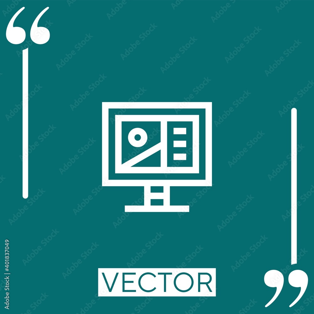 Poster pc vector icon linear icon. editable stroked line