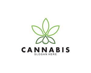 Cannabis essence oil drop logo design template. Marijuana vector illustration