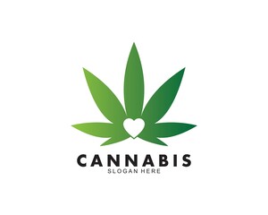Cannabis leaf logo design template. Marijuana vector illustration