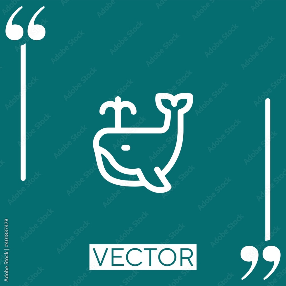 Poster whale vector icon linear icon. editable stroked line