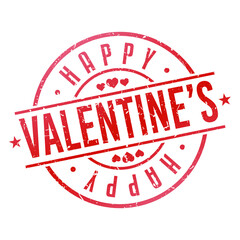Red Rubber Valentine's Day Love Quality Stamp. Round Design Happy Vector Insignia Valentine's Day Badge Seal.