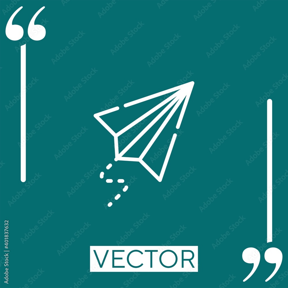 Poster paper plane vector icon linear icon. editable stroked line