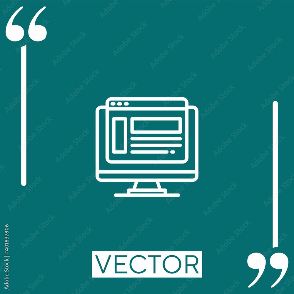 Poster website vector icon linear icon. editable stroked line