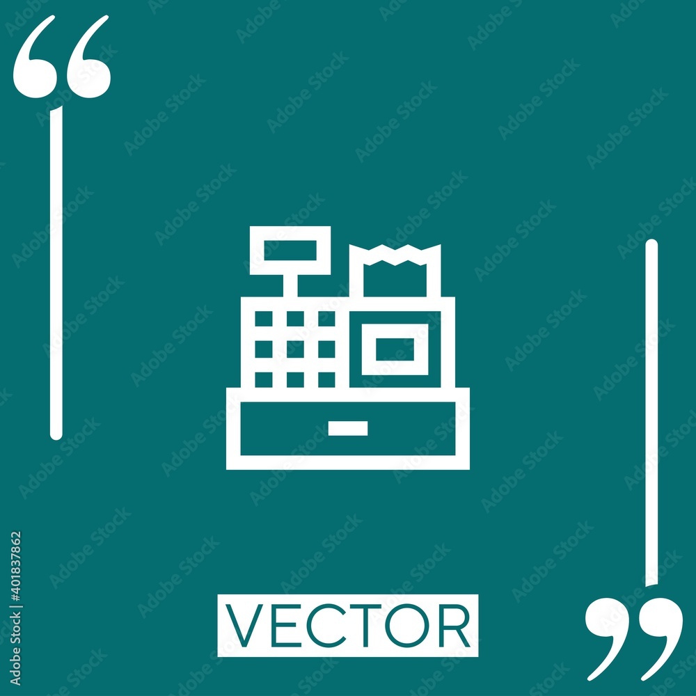 Poster cash register vector icon linear icon. editable stroked line
