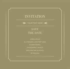 Elegant save the date card with lace decoration, vintage wedding invitation or announcement template, vector esp10