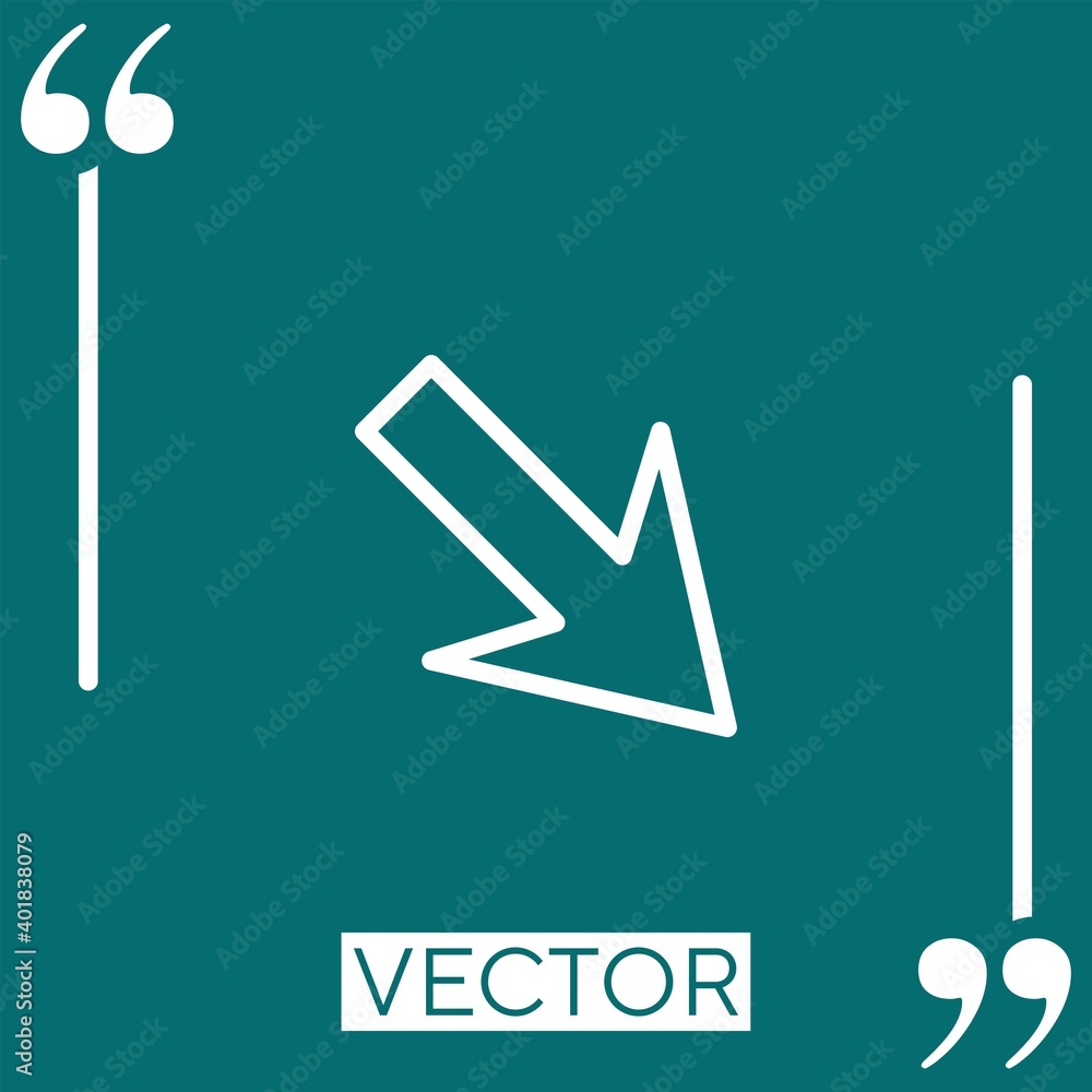 Poster right down vector icon linear icon. editable stroked line