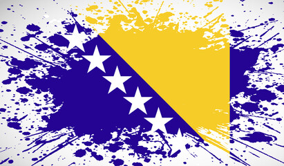 Fototapeta na wymiar Bosnia and Herzegovina flag with grunge frame