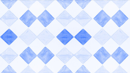 Seamless blue white vintage retro rue diamond tiles wall texture background