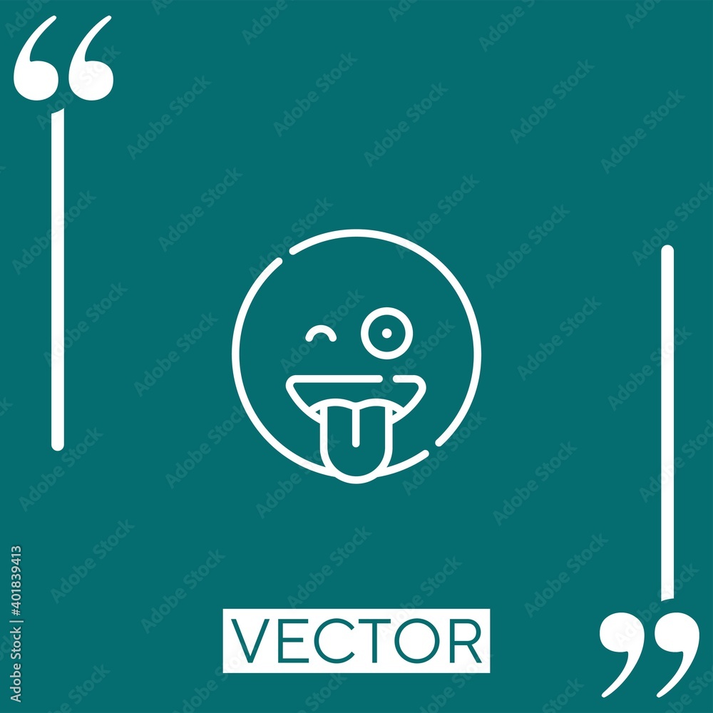 Poster tongue out vector icon linear icon. editable stroke line