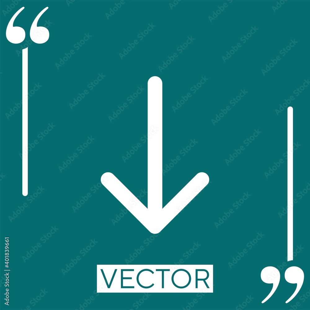 Poster arrow pointing to down vector icon linear icon. editable stroke line