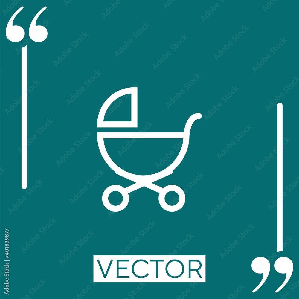 Poster baby stroller outline of side view vector icon linear icon. editable stroke line