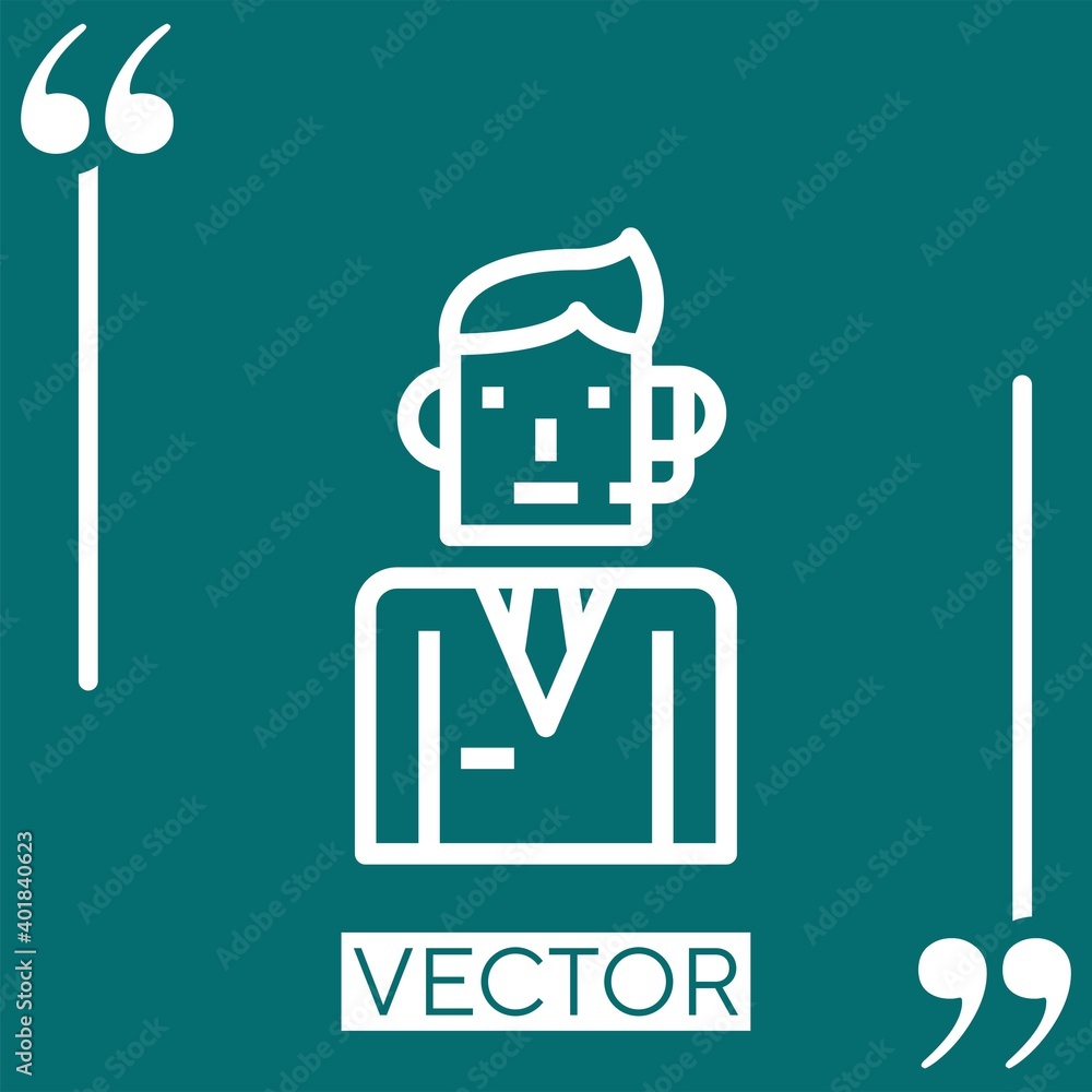 Poster call center agent vector icon linear icon. editable stroked line