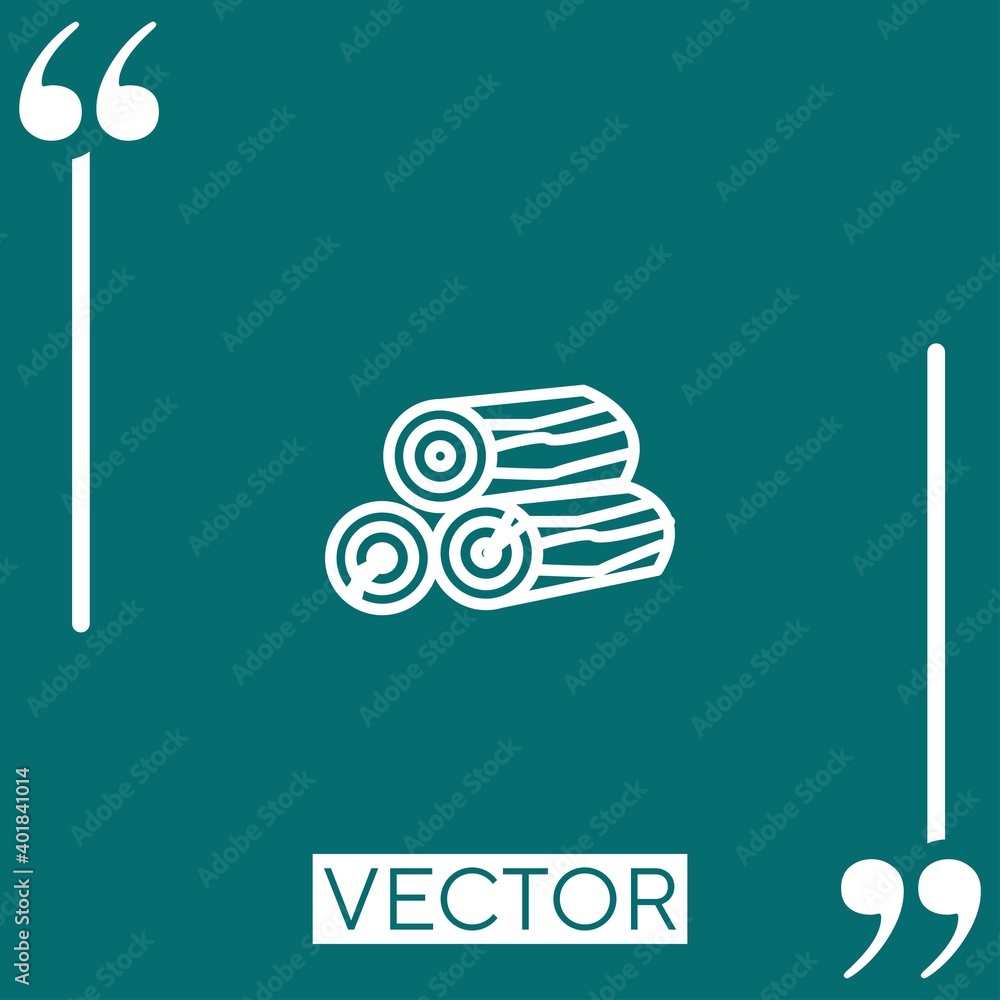 Poster firewood trunks stacked vector icon Linear icon. Editable stroke line