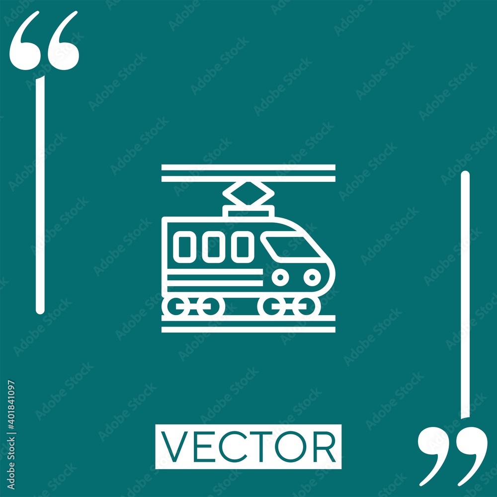 Poster train vector icon linear icon. editable stroked line