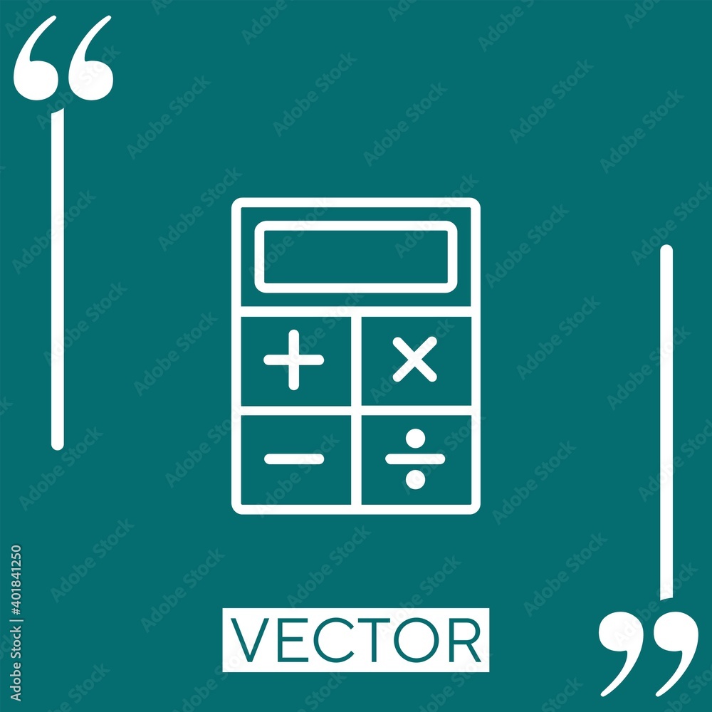 Poster calculator vector icon linear icon. editable stroked line