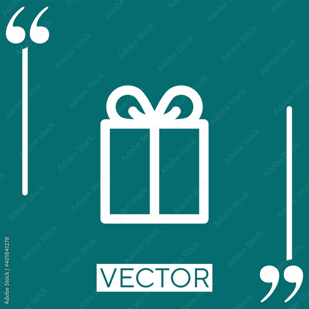Poster gift box with a bow vector icon linear icon. editable stroke line
