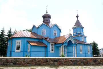 Fototapeta na wymiar Orthodox church of the Exaltation of the Holy Cross in Narew, Podlasie region, Poland. 