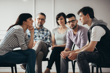Group therapy brings people together who struggle with similar issues, like depression, anxiety, emotion regulation, or eating disorders.