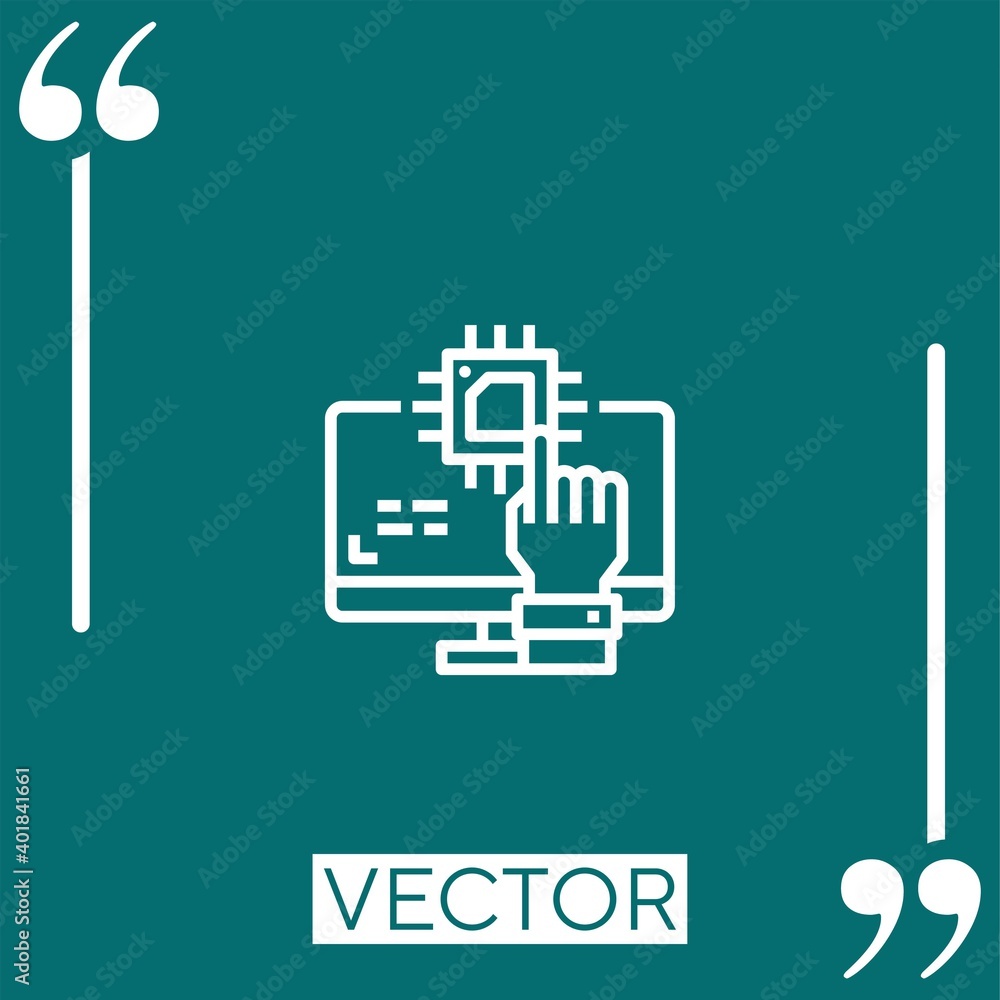 Poster processor vector icon linear icon. editable stroked line