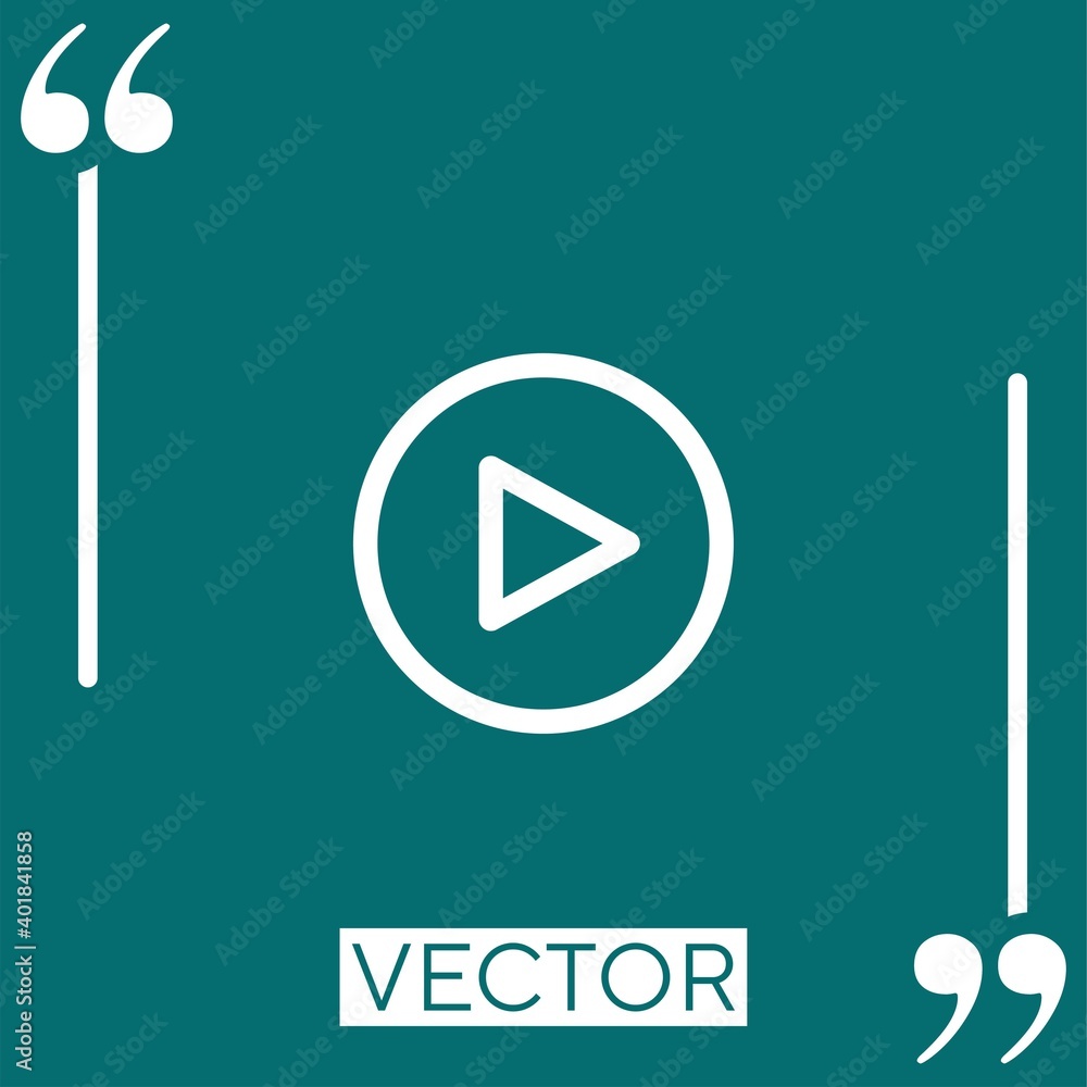 Poster play circular button vector icon linear icon. editable stroke line