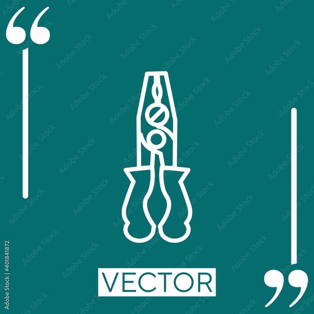 Poster pliers hand tool outline vector icon linear icon. editable stroke line