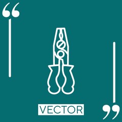 pliers hand tool outline vector icon Linear icon. Editable stroke line