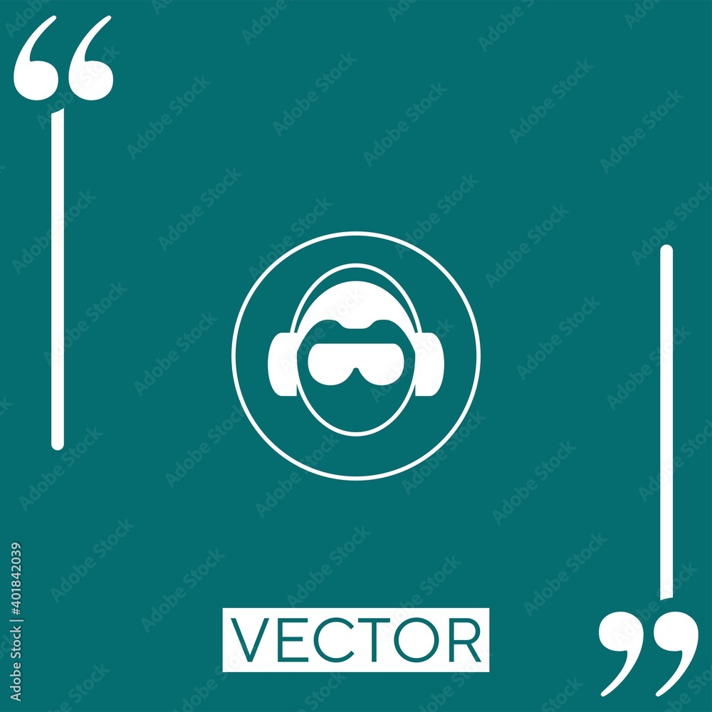 Poster protected man head vector icon linear icon. editable stroke line