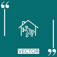repairman inside a home vector icon Linear icon. Editable stroke line
