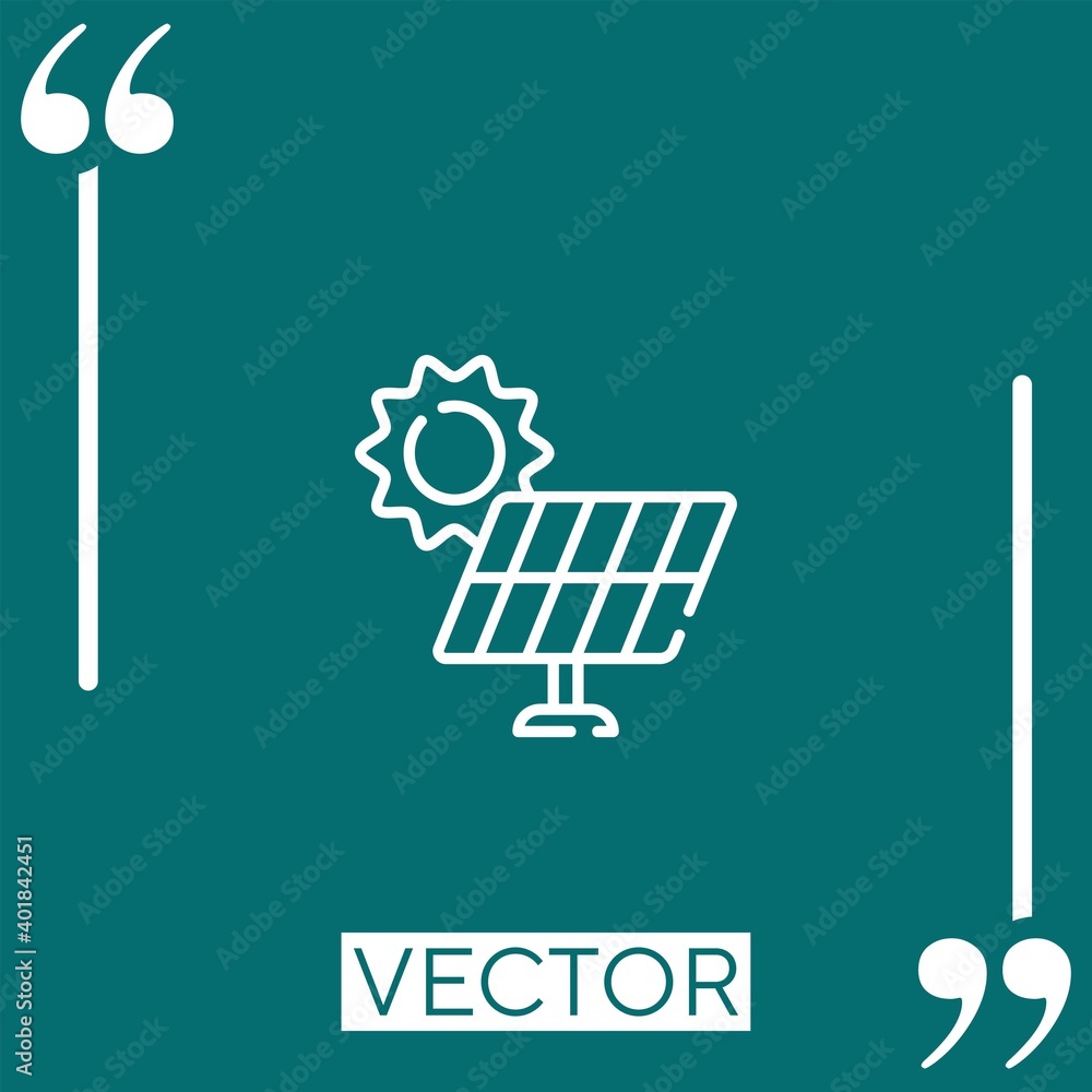Poster solar panel vector icon linear icon. editable stroked line