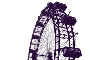 Fotobehang vienna prater park amusement giant wheel © giodilo