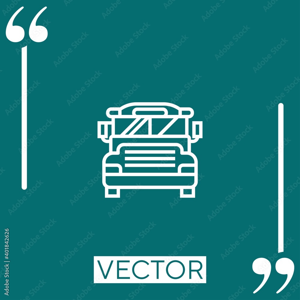 Poster school bus vector icon linear icon. editable stroke line