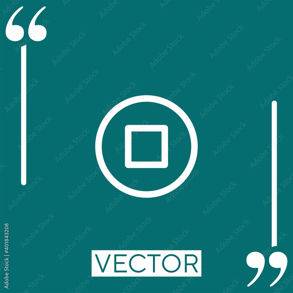 Poster stop circular button vector icon linear icon. editable stroke line